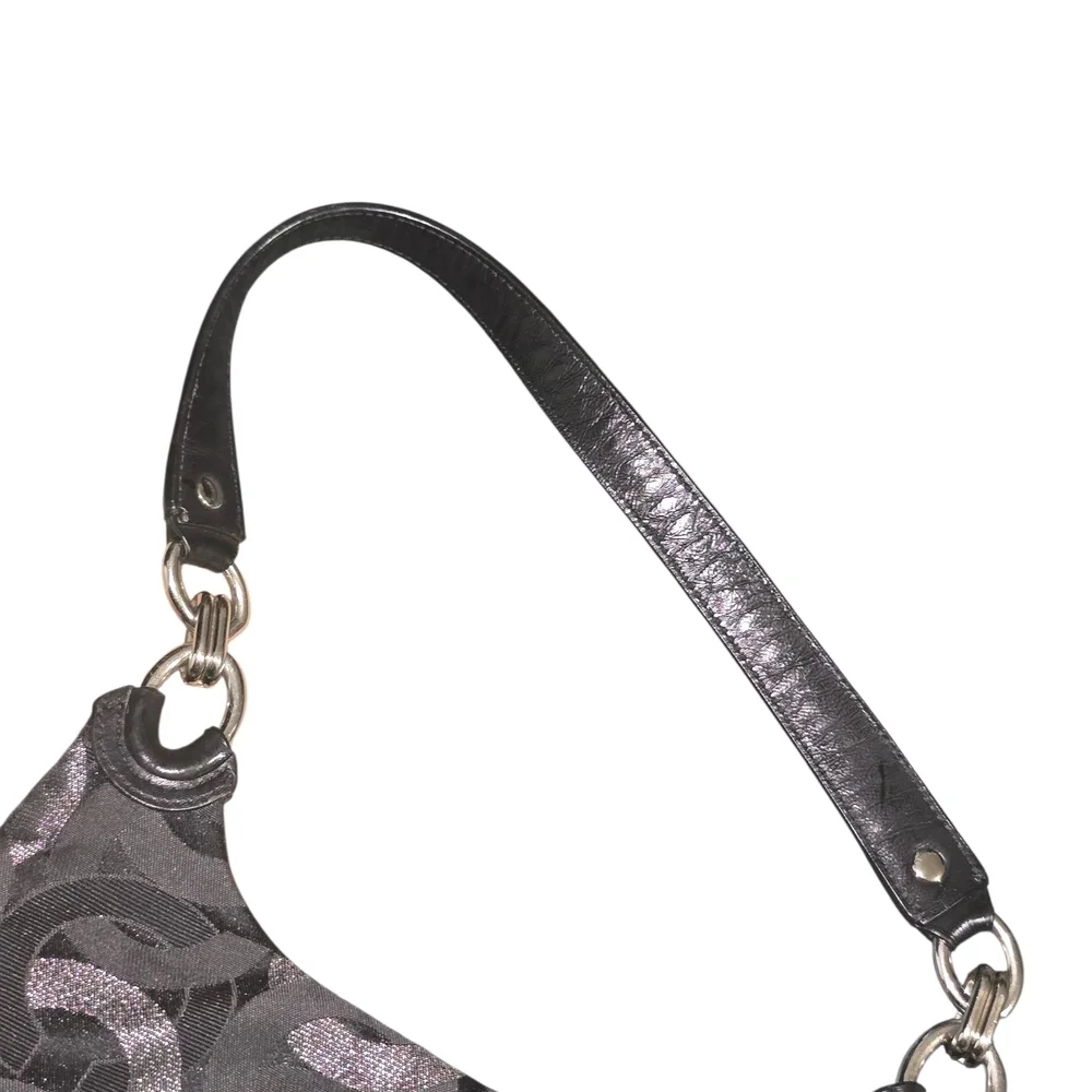 Coach KristenOP Art Black Satchel C Canvas Leather Trim Shoulder Bag Purse